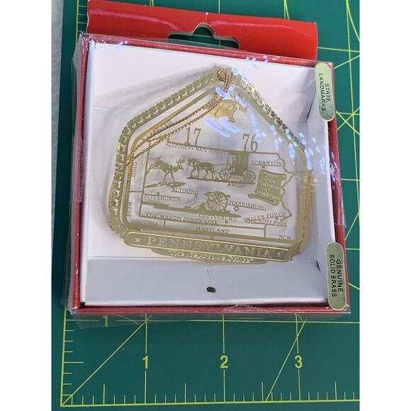 Pennsylvania State Landmarks Solid Brass Nation's Treasures Christmas Ornament - Picture 2 of 9
